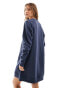 ASOS DESIGN v neck long sleeve mini sweat dress in navy BLAU, 32 - фото #3