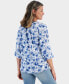 Фото #2 товара Women's Printed Split Neck Ruffle Trim Long-Sleeve Knit Top, Created for Macy's