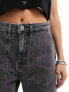 ONLY Carrie high waisted wide leg carpenter jeans in washed grey