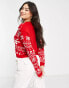 Threadbare Christmas cropped jumper in red