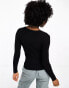 JDY ribbed round neck jumper in black