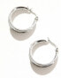 Lost Souls stainless steel curved chunky hoop earrings in silver