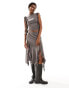 Фото #12 товара Reclaimed Vintage waterfall sleeve tank co-ord in silver