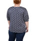 ფოტო #2 პროდუქტის Plus Size Short Sleeve Balloon Sleeve Top