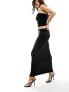 ASOS DESIGN velvet column skirt co ord in black