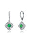 Фото #1 товара Sterling Silver White Gold Plated Round Cubic Zirconia Petal Flower Style Earrings