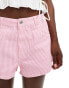 ASOS DESIGN denim a line short in pink stripe