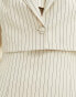 Extro & Vert pinstripe cropped blazer with pocket square in beige stripe co-ord Бежевый, DE 32 - фото #3