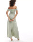 Фото #4 товара ASOS DESIGN bardot ruched maxi dress in sage green