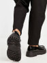 Фото #2 товара ASOS DESIGN chunky loafers in black faux leather with gold snaffle