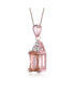 Фото #3 товара 18k Rose Gold Plated with Morganite & Cubic ZIrconia Cluster Vintage Pendant Necklace in Sterling Silver