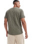 ASOS DESIGN t-shirt in sheer texture in khaki Зеленый, S - Chest 38 - фото #2