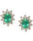 Фото #2 товара Серьги Macy's Emerald & Diamond Halo Stud