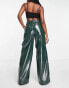 Фото #6 товара AFRM wide leg faux leather cargo trouser in dark green