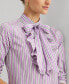 Фото #3 товара Women's Striped Broadcloth Tie-Neck Shirtdress