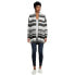 Time and Tru Fuzzy Cardigan Sweater with Pockets Women Large Multi-Color Striped