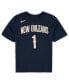 ფოტო #2 პროდუქტის Preschool Girls and Boys Zion Williamson Navy New Orleans Pelicans Team Name Number T-shirt