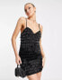 Фото #2 товара Miss Selfridge Premium embellished tassel mini dress in black