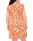 ფოტო #4 პროდუქტის Plus Size Floral-Print Flutter-Sleeve Shift Dress