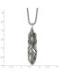 ფოტო #3 პროდუქტის Antiqued and White Cat's Eye Feather Pendant Box Chain Necklace