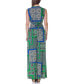 ფოტო #3 პროდუქტის Green V Neck Empire Waist Sleeveless Maxi Dress