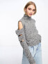 Фото #1 товара Urban Revivo slash sleeve high neck jumper in grey marl