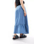 Vero Moda Curve layered maxi skirt in medium blue denim Mittelblaues Denim, 50 - фото #3