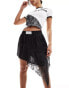 COLLUSION asymmetric mini skirt with satin and lace jacquard mix in black