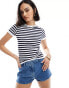 ASOS DESIGN seamless baby tee in navy stripe