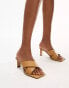 Фото #1 товара Topshop Cali premium leather square toe heeled mule in camel