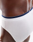 ASOS DESIGN 2 pack briefs with contrast waistband in white and navy