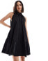 Фото #3 товара & Other Stories sleeveless mini dress with tiered hem and back bow tie in black