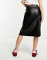 Noisy May faux leather midi skirt in black