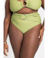 Plus Size Ring Hardware Bikini Bottom - 26, Sage Green