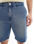 Фото #4 товара ADPT loose fit denim cargo shorts in mid wash