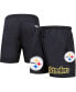 Фото #3 товара Men's Black Pittsburgh Steelers Woven Shorts