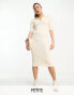 Фото #2 товара Vero Moda Petite ribbed t-shirt midi dress in cream