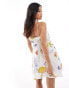 Фото #3 товара ASOS DESIGN petite ruched bust mini sundress with adjustable straps in all over print