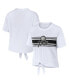 ფოტო #1 პროდუქტის Women's White Brooklyn Nets Tie-Front T-shirt