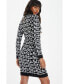ფოტო #2 პროდუქტის Women's Geometric Button Neckline Sweater Dress