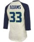 Фото #2 товара Women's Jamal Adams Cream, Navy Seattle Seahawks Player Raglan Name Number 3/4 Sleeve T-shirt