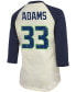 Women's Jamal Adams Cream, Navy Seattle Seahawks Player Raglan Name Number 3/4 Sleeve T-shirt