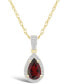 ფოტო #1 პროდუქტის Garnet (1-1/10 ct. t.w.) and Lab Grown Sapphire (1/6 ct. t.w.) Halo Pendant Necklace in 10K Yellow Gold