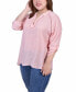 ფოტო #6 პროდუქტის Plus Size Raglan Sleeve Split Neck Blouse