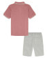 ფოტო #2 პროდუქტის Toddler Boys Monogram Pocket Pique Short Sleeve Polo Shirt and Twill Shorts, 2 Piece Set