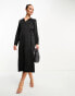 Y.A.S satin wrap maxi dress in black 2XL - фото #2