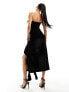 Фото #5 товара ASOS DESIGN velvet bandeau ruffle maxi dress in black