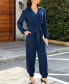 Фото #2 товара Women's Midnight Belted Jogger Jumpsuits