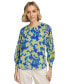 Фото #1 товара Women's Floral-Print Gathered Cold-Shoulder Blouse