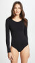 Yummie 297486Women's Long Sleeve Seamless Shaping Thong Bodysuit, Medium/Large